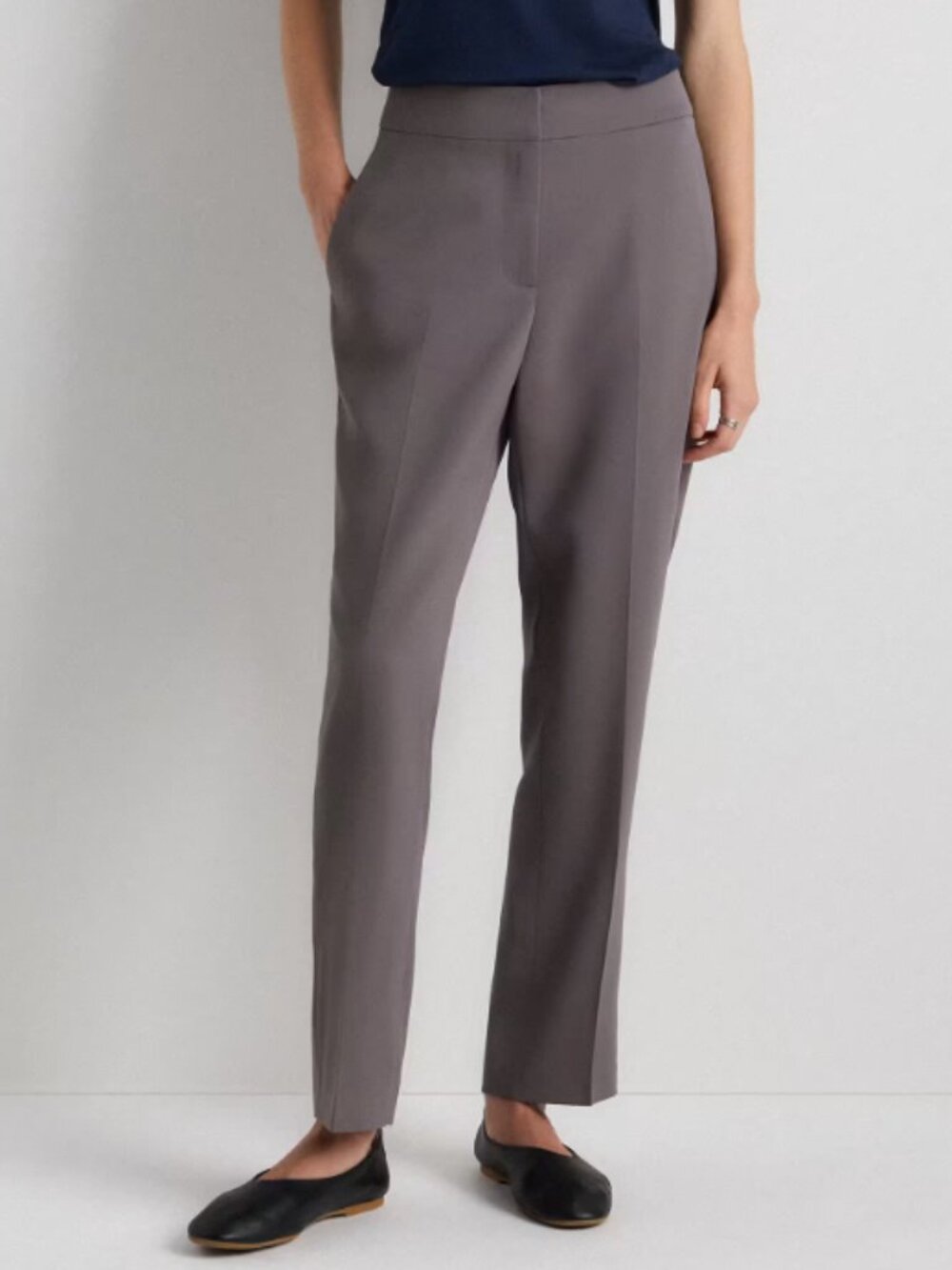 NWT Quince Stretch Crepe Ankle Pants Grey Sz 12